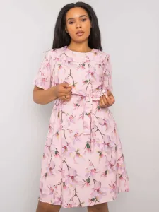 Svetlo-ružové PLUS SIZE šaty s kvetinovým vzorom  - 44
