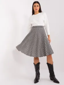 Bielo-čierna vlnená vzorovaná midi sukňa s áčkovým strihom - 36