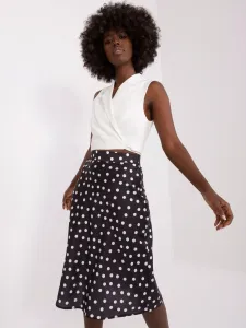 Čierno-biela bodkovaná midi sukňa áčkového strihu - L/XL