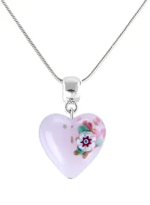 Lampglas Hravý náhrdelník Pink Flower s unikátnou kresbou v perle Lampglas NLH11 #3808623