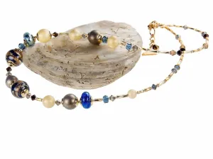 Lampglas Jedinečný náhrdelník Egyptian Romance s 24 karátovým zlatom a striebrom v perlách Lampglas NER1