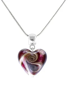 Lampglas Nádherný náhrdelník Raspberry Kiss s perlou Lampglas NLH33 #3806090