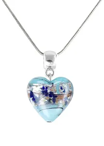 Lampglas Pôvabný náhrdelník Ice Heart s rýdzim striebrom v perle Lampglas NLH29