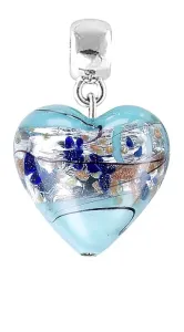 Lampglas Pôvabný prívesok Ice Heart s rýdzim striebrom v perle Lampglas S29