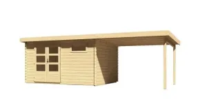 Drevený záhradný domček BASTRUP 8 s prístavkom Lanitplast Prírodné drevo