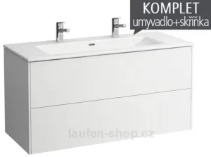 Laufen Pro S - Skrinka s dvojumývadlom, 1200x610x500 mm, 2 zásuvky, matná biela H8649632601071