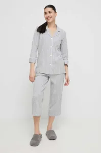 Bavlnené pyžamo Lauren Ralph Lauren šedá farba, bavlnená #8674577