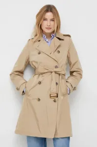 Kabát Lauren Ralph Lauren dámsky, béžová farba, prechodný, dvojradový #7633962
