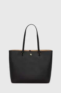Kožená kabelka Lauren Ralph Lauren čierna farba #9341162