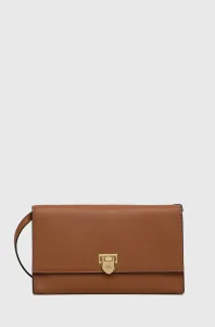 Kožená kabelka Lauren Ralph Lauren hnedá farba #247625