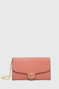 Kožená listová kabelka Lauren Ralph Lauren ružová farba