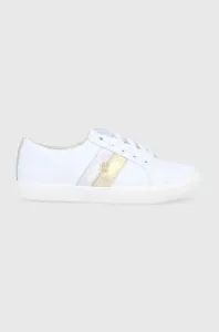 Kožená obuv Lauren Ralph Lauren Janson II biela farba, na plochom podpätku 802846087001