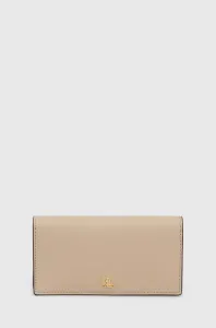 Kožená peňaženka Lauren Ralph Lauren dámsky, béžová farba #8478675