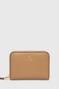 Kožená peňaženka Lauren Ralph Lauren dámsky, béžová farba #8699348
