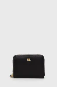 Kožená peňaženka Lauren Ralph Lauren dámsky, čierna farba #245828