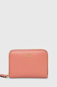 Kožená peňaženka Lauren Ralph Lauren dámsky, ružová farba