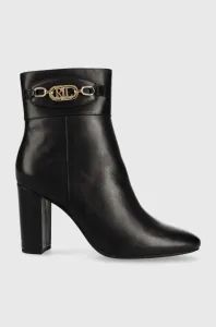 Kožené členkové topánky Lauren Ralph Lauren Macie Macie dámske, čierna farba, na podpätku, 802862717001