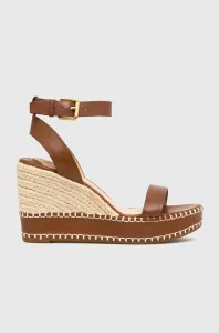 Kožené sandále Lauren Ralph Lauren 802884124002 dámske, hnedá farba, na kline #7653334