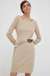 Šaty Lauren Ralph Lauren béžová farba, mini, priliehavá #6784903