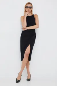 Šaty Lauren Ralph Lauren čierna farba, midi, priliehavá