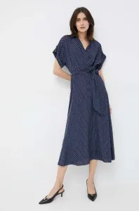 Šaty Lauren Ralph Lauren tmavomodrá farba, midi, áčkový strih #4243544
