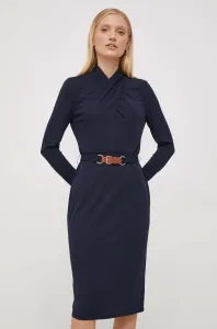 Šaty Lauren Ralph Lauren tmavomodrá farba, midi, rovný strih