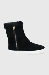 Semišové topánky Lauren Ralph Lauren dámske, čierna farba, na plochom podpätku, zateplené #7862848