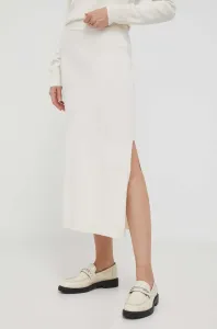 Sukňa Lauren Ralph Lauren béžová farba, midi, puzdrová