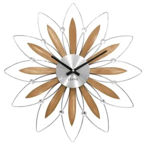 Drevené strieborné hodiny Lavvu Crystal Flower LCT1112, 50cm #3443516