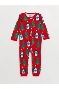 LC Waikiki Crew Neck Long Sleeve Christmas Themed Baby Boy Jumpsuit