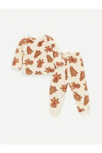 LC Waikiki Crew Neck Long Sleeve Christmas Themed Baby Boy Plush Pajamas Set