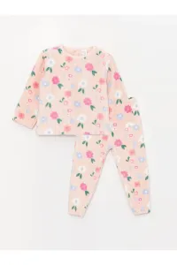 LC Waikiki Crew Neck Long Sleeve Patterned Plush Baby Girl Pajamas Set