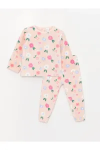 LC Waikiki Crew Neck Long Sleeve Patterned Plush Baby Girl Pajamas Set