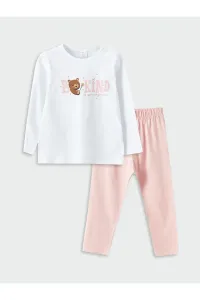 LC Waikiki Crew Neck Printed Baby Girl Pajamas Set
