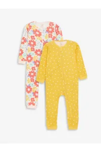 LC Waikiki Crew Neck Zippered Patterned Baby Girl Jumpsuit