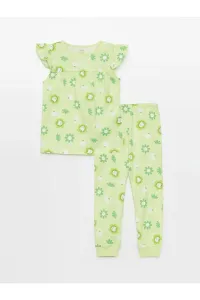 LC Waikiki Lcw Baby Crew Neck Short Sleeve Patterned Baby Girl Pajamas Set