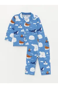 LC Waikiki Polo Neck Long Sleeve Printed Baby Boy Pajamas Set