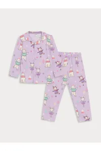 LC Waikiki Polo Neck Long Sleeve Printed Baby Girl Pajama Set