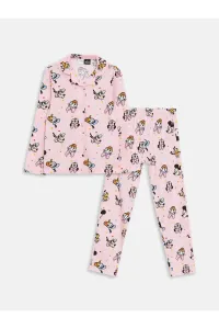 LC Waikiki Shirt Collar Minnie Mouse Printed Long Sleeve Girls' Pajamas Set