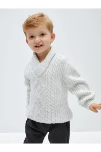 LC Waikiki Shawl Collar Hair Knit Patterned Baby Boy Knitwear Sweater