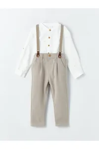 LC Waikiki 3-Piece Set of Long Sleeve Baby Boy Shirt Trousers and Suspenders