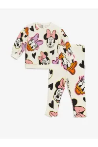 LC Waikiki Crew Neck Long Sleeve Minnie Mouse Printed Baby Girl Sweatshirt and Leggings 2-Set