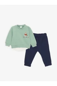 LC Waikiki Crew Neck Long Sleeve Printed Baby Boyfriend Sweatshirt And Trousers 2-pack