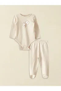 LC Waikiki Crew Neck Long Sleeve Printed Organic Cotton Baby Girl Body and Trousers 2 Set #8647732