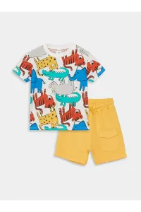 LC Waikiki Crew Neck Printed Baby Boy T-Shirts and Shorts 2-Set