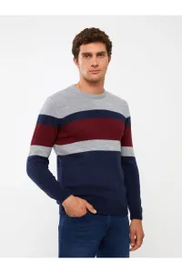 LC Waikiki Crew Neck Long Sleeve Color Block Men's Knitwear Sweater