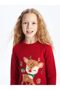 LC Waikiki Girls' Crew Neck Christmas Themed Long Sleeve Knitwear Sweater #8892101