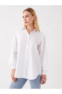 LC Waikiki Women's Shirt Collar Straight Long Sleeve Oversize Poplin Tunic