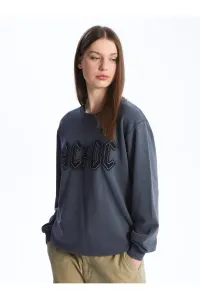 LC Waikiki Women's Crew Neck AC/DC Printed Long Sleeve Oversize Sweatshirt