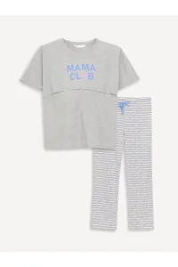 LC Waikiki Crew Neck Printed Short Sleeve Maternity Pajamas Set #8526496